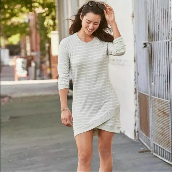 ❤️ATHLETA CRISS CROSS MODAL SWEATSHIRT DRESS/TUNIC TOP-S-GREY MINI STRIPE❤️ - Picture 8 of 14